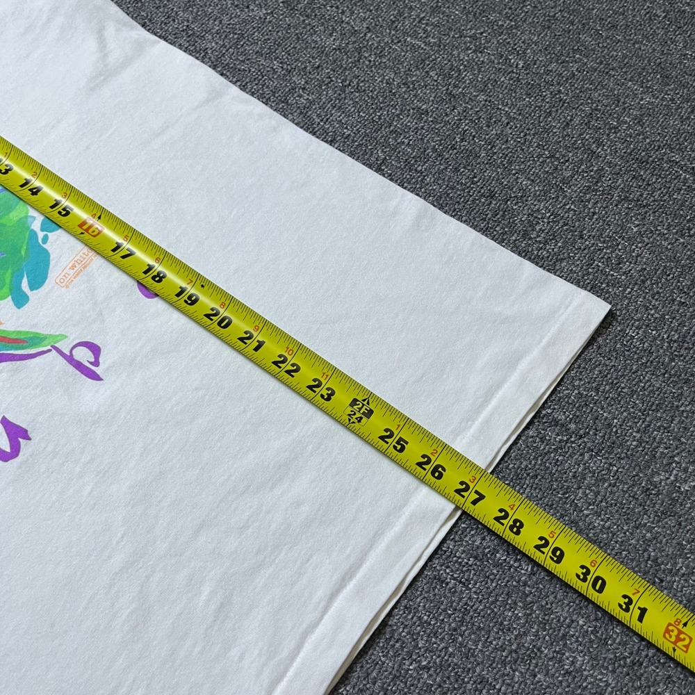 Vintage On White Aruba Parrot T Shirt Large White Neon Tropical Graphic 1993 90s - Picture 11 of 12